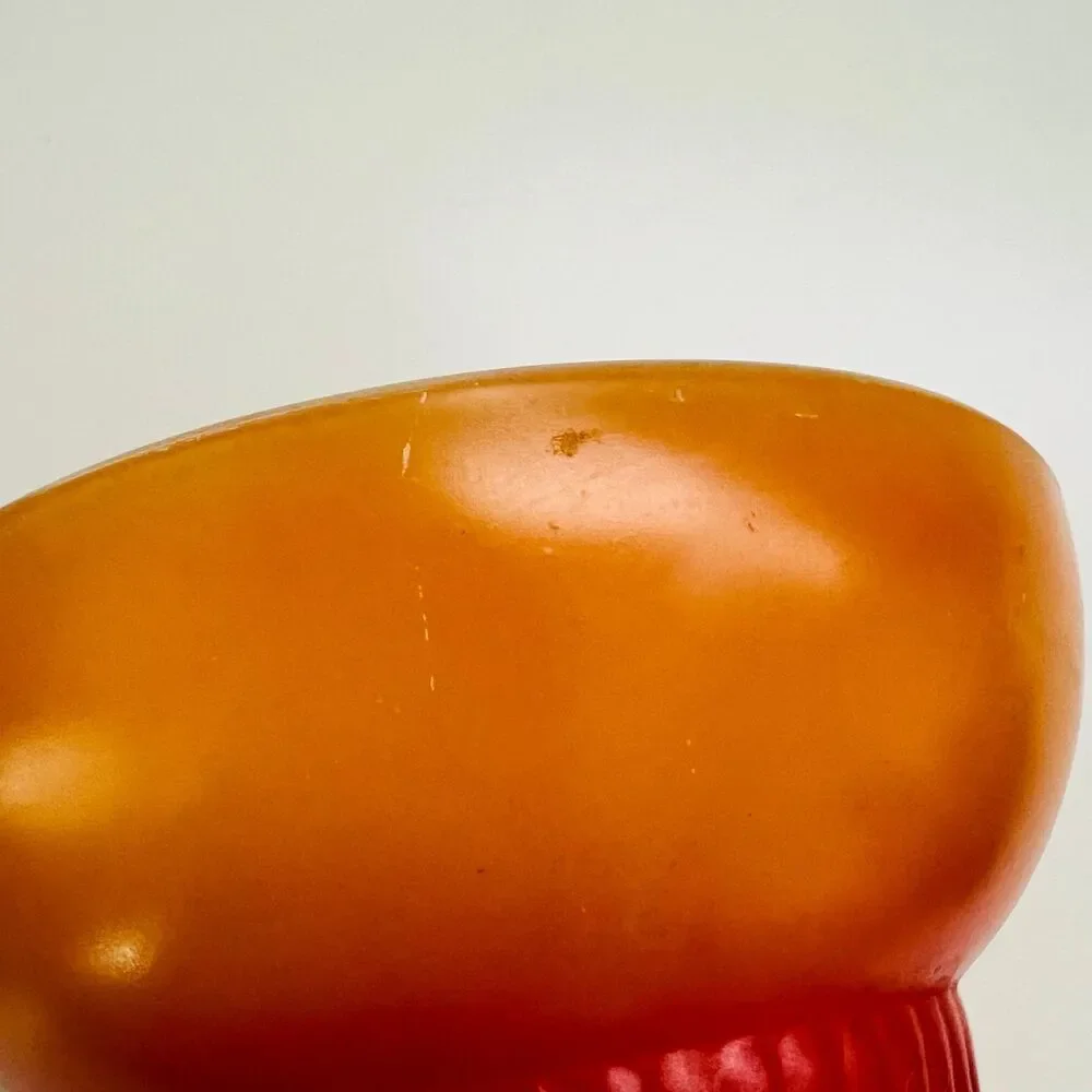 ANCHOR HOCKING Fire King Red Orange Ombré Milk Glass Footed Soup Bowls
